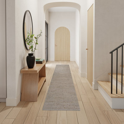  Natural Jute 2' x 6' Grey Farmhouse Indoor Rug