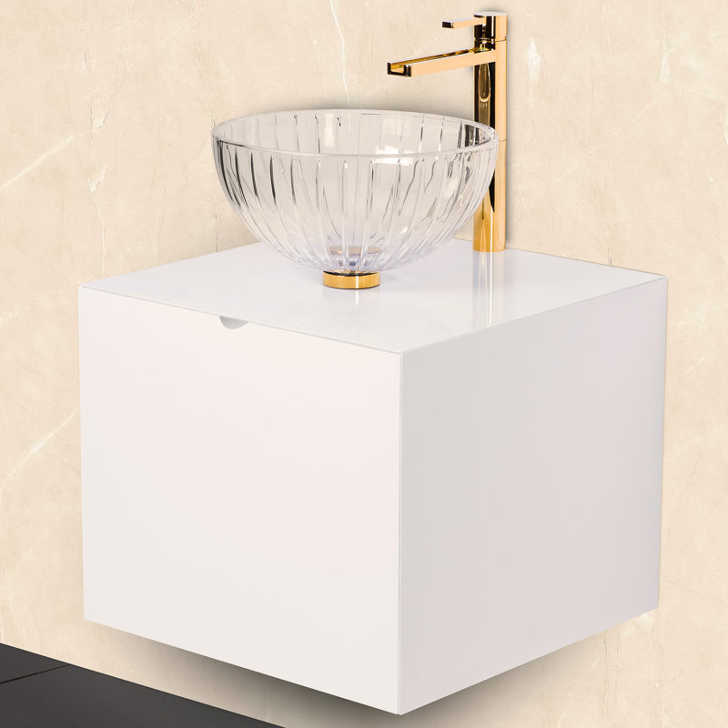 Mia 20'' W Single Vanity, White Lacquered, White Straight Grain