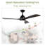 Ventilateur de plafond en bois massif à 52 pales de 52 pouces avec lumière et télécommande - noir mat, métal, bois et acrylique-129983879-129983876