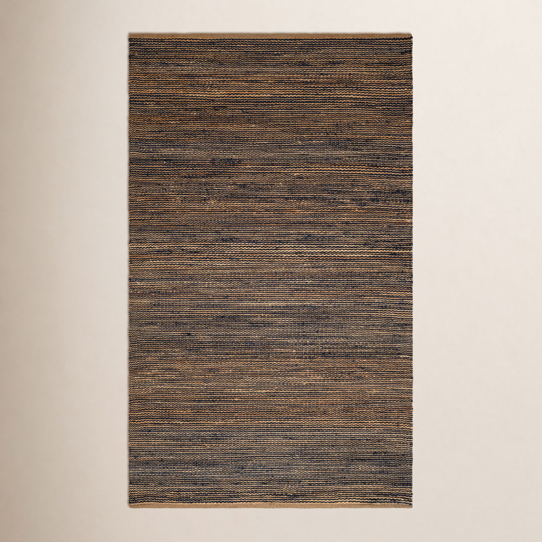 Striped Blue/Natural Handwoven Jute Rug Home Conservatory Rug