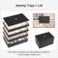 Plateau de rangement pour bijoux empilable avec couvercle, support de rangement pour bijoux en cuir PU pour tiroirs, boîte à bijoux, ensemble de 4, noir-2138629172