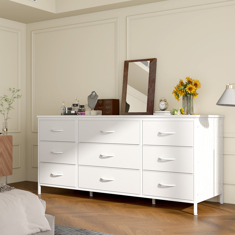 Bouchette 47.2"W-Drawer Dresser for Bedroom, Long Dresser, Bedroom Dressers TV Stand for 55" Inch TV, White