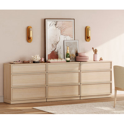 94.5" Modern Sideboard Buffet Cabinet with 9 Drawers, Multifunctional Sideboard with Large Storage and Adjustable Shelf