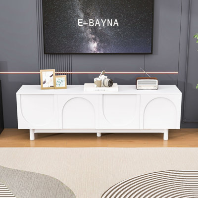 Meuble télé avec tablettes réglables, console multimédia minimaliste pour téléviseur de 78 po ou moins