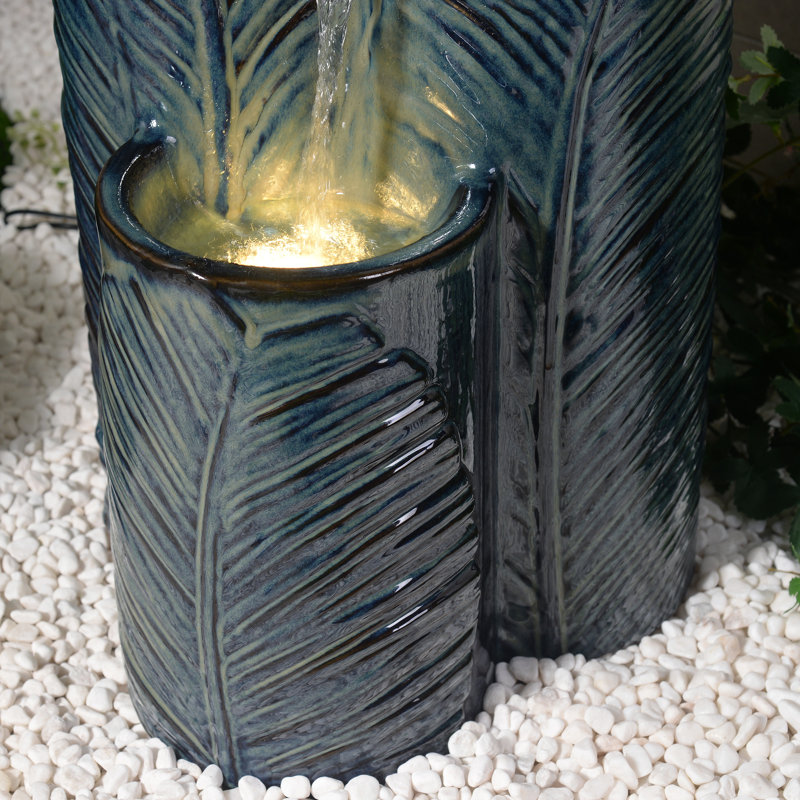 Fontaine de palmier en céramique avec lumière
