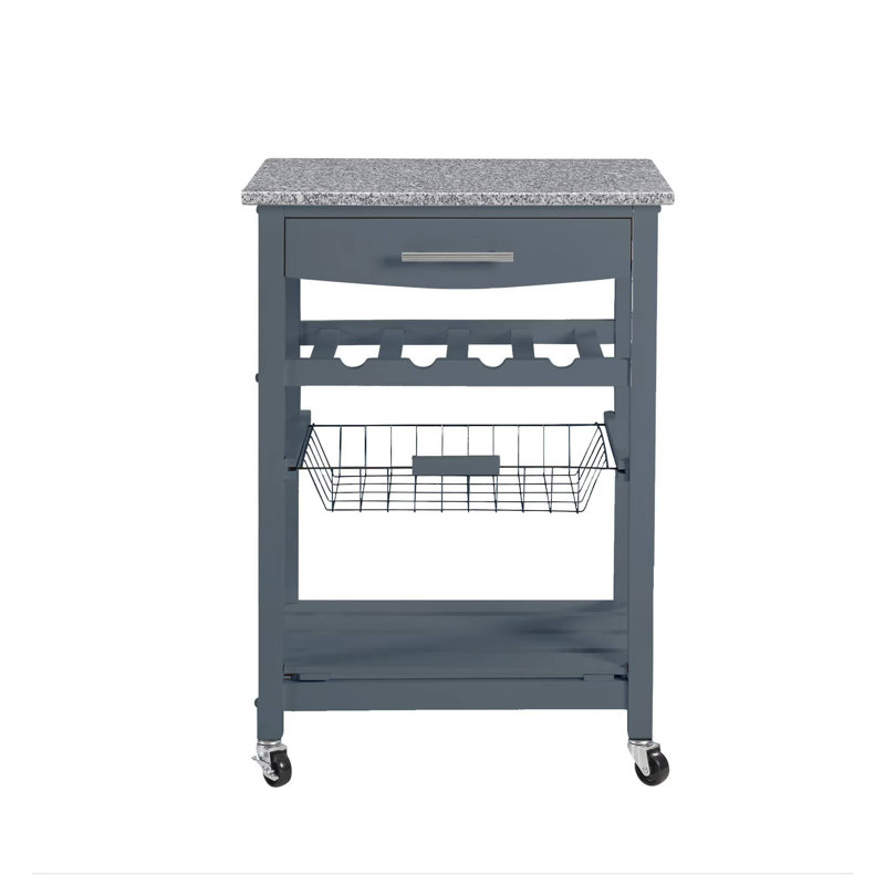 Mobile Rolling Kitchen Island Trolley Serving Cart, Gray, 33" H 30" W x 16" D,  Marble