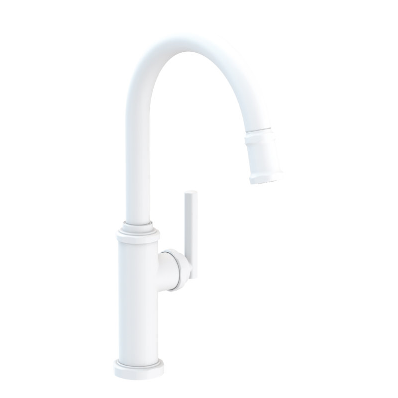 Heaney Single Handle Pull Down Kitchen Faucet, Matte White