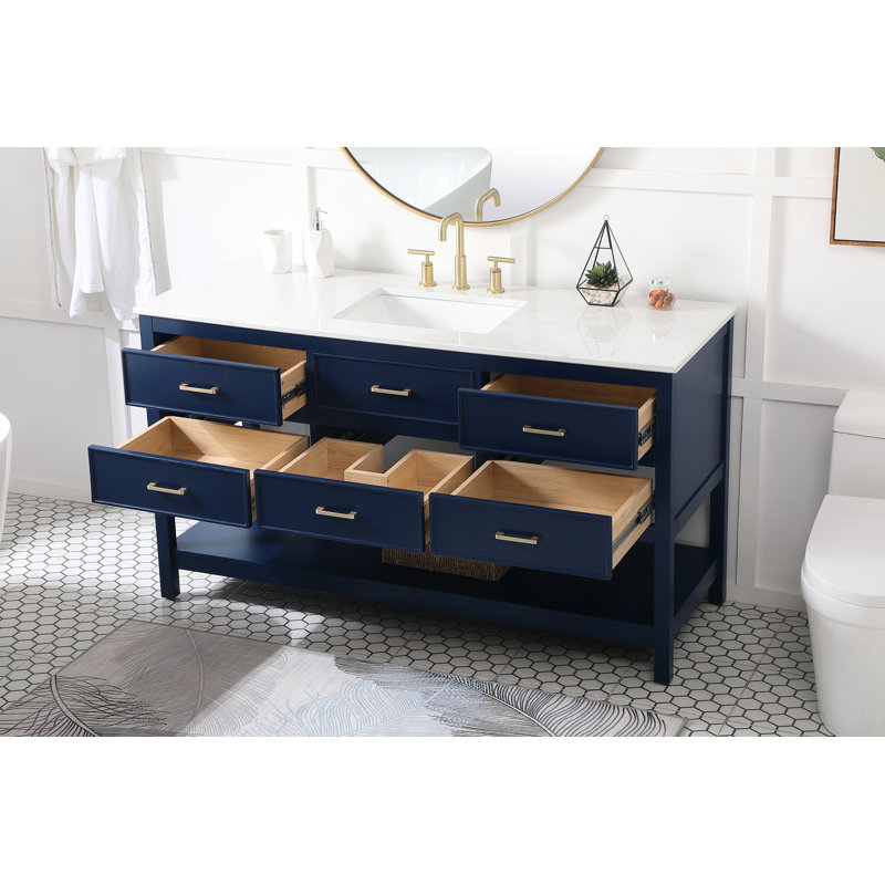 Ensemble de meuble-lavabo simple 60 po Sinclaire, Bleu