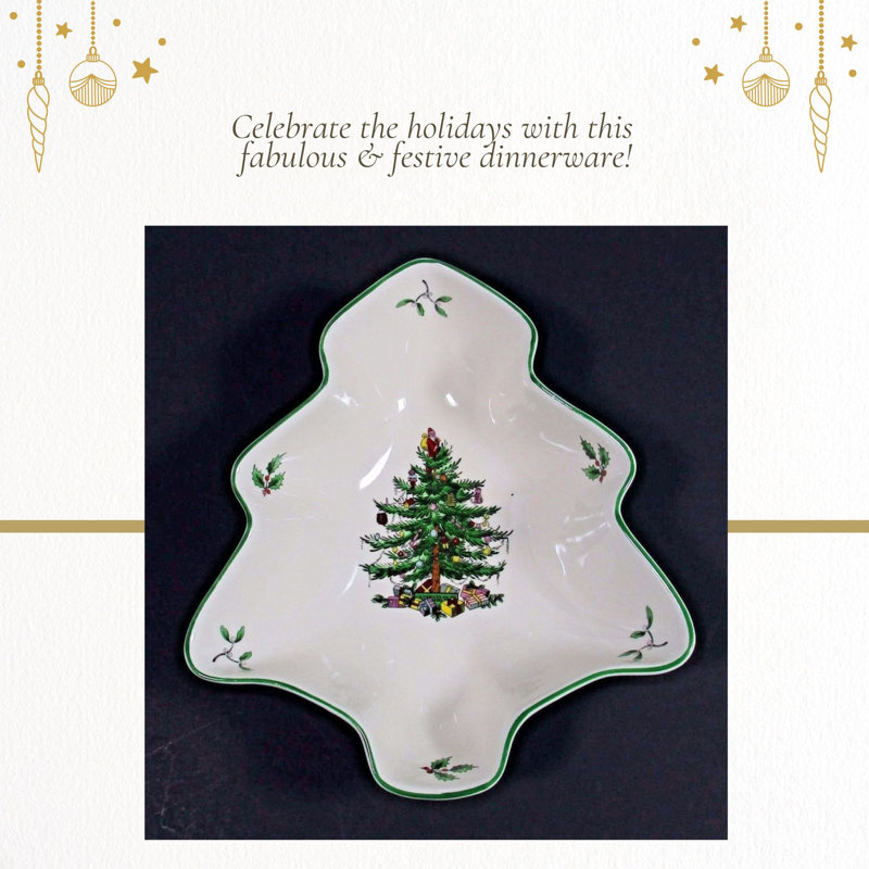 Spode Christmas Tree Tree-Shaped Dish 14"