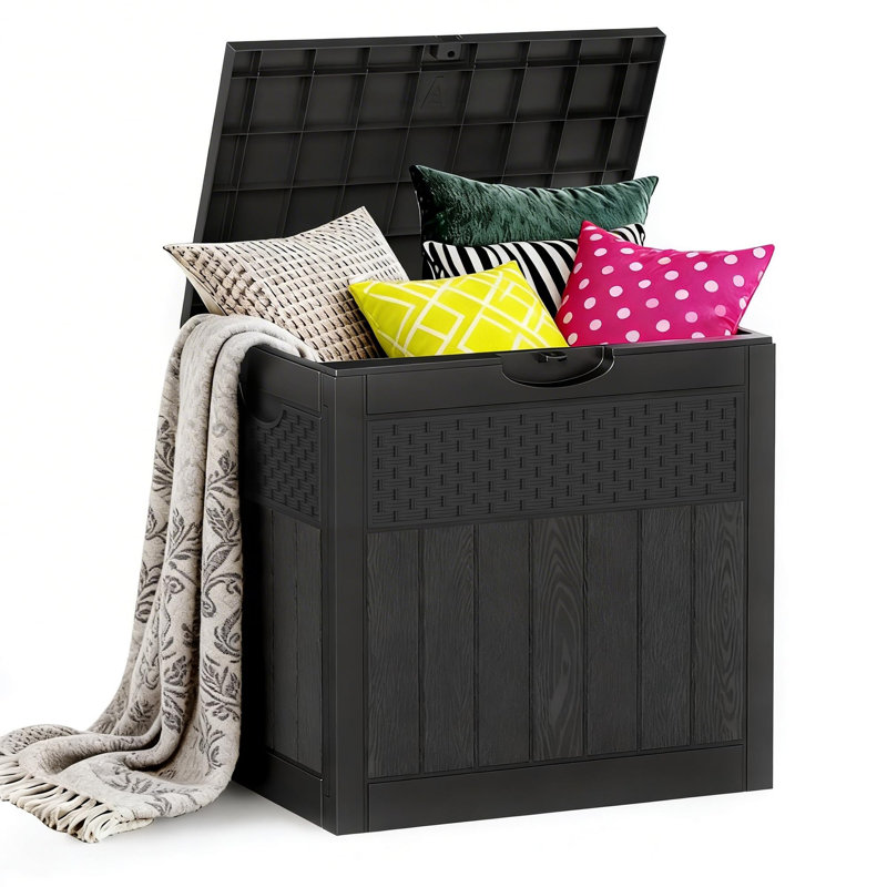 33 Gallon Outdoor Storage Box, Black