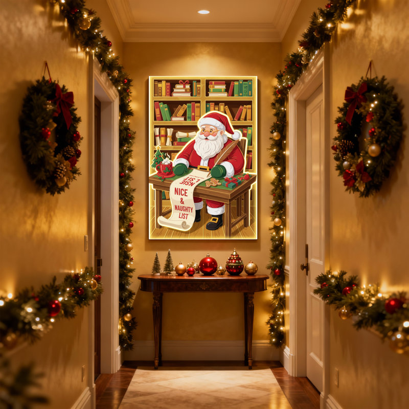 Ensemble de 3 reproductions d'art sur toile, "Christmas Santa Claus", H 30 po x l 20 po