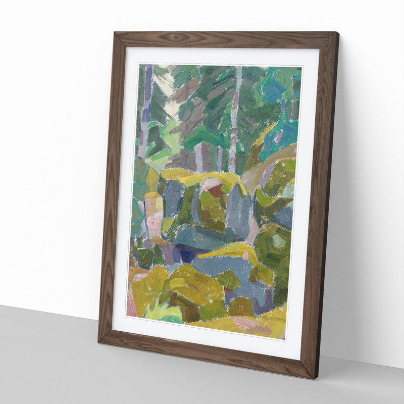Landscape with Trees by Alexander Bogomazov - Picture Frame Painting, 36cm H x 27cm W x 2cm D, Walnut Framed