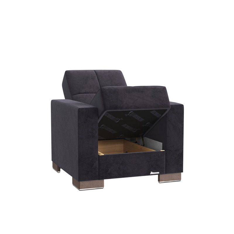 Fauteuil convertible 3-en-1 Annalice Armada, Microfibre noire