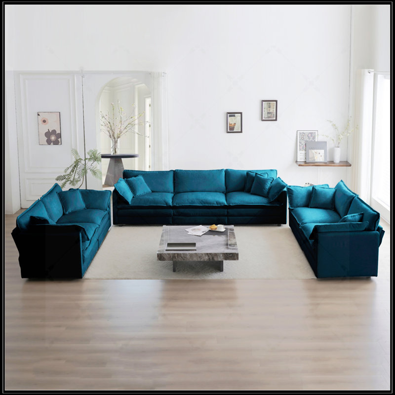 Ensemble de canapé 3 pièces, Bleu