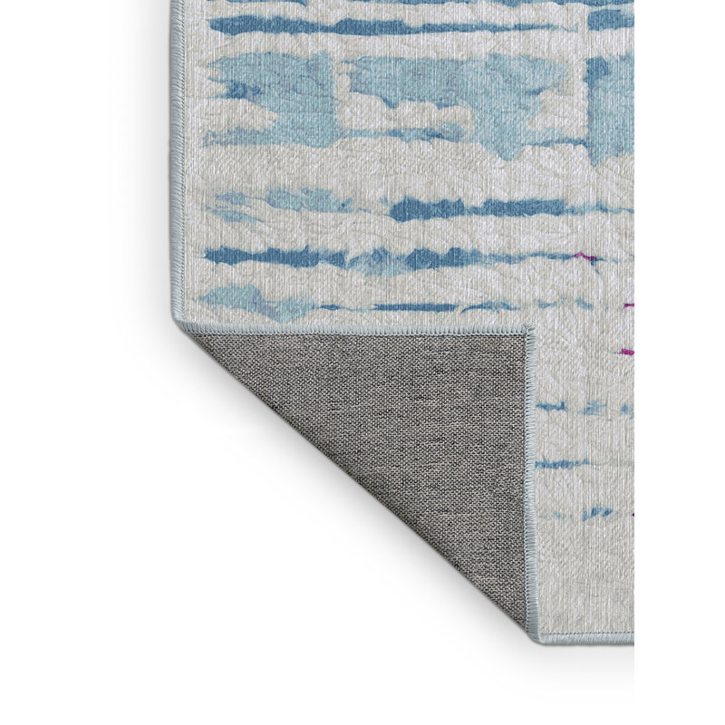 Tapis bleu lavable à la machine, Carré 6 pi