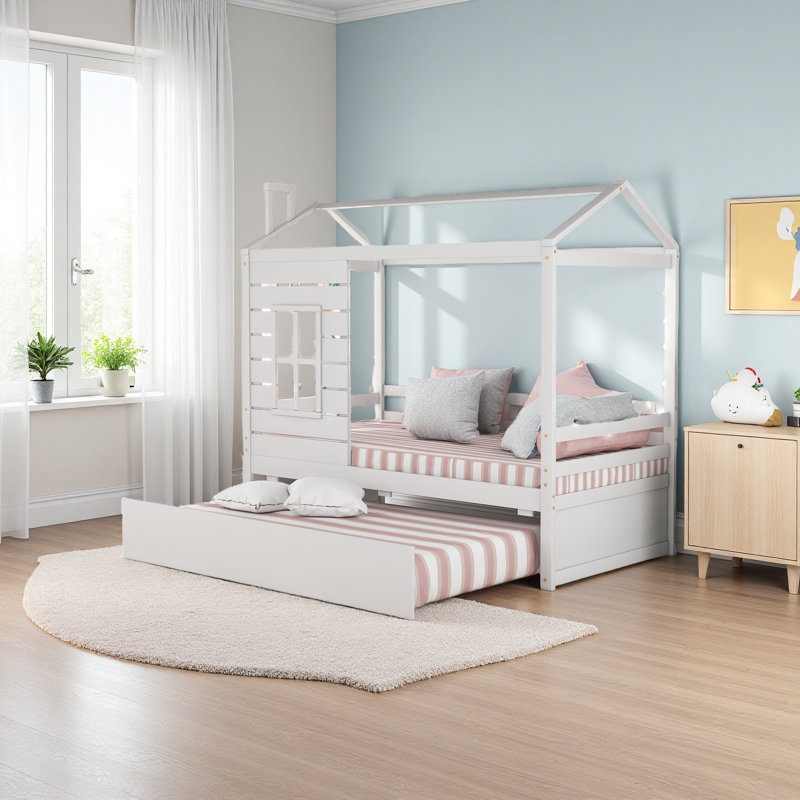 Lit simple en bois avec lit gigogne simple