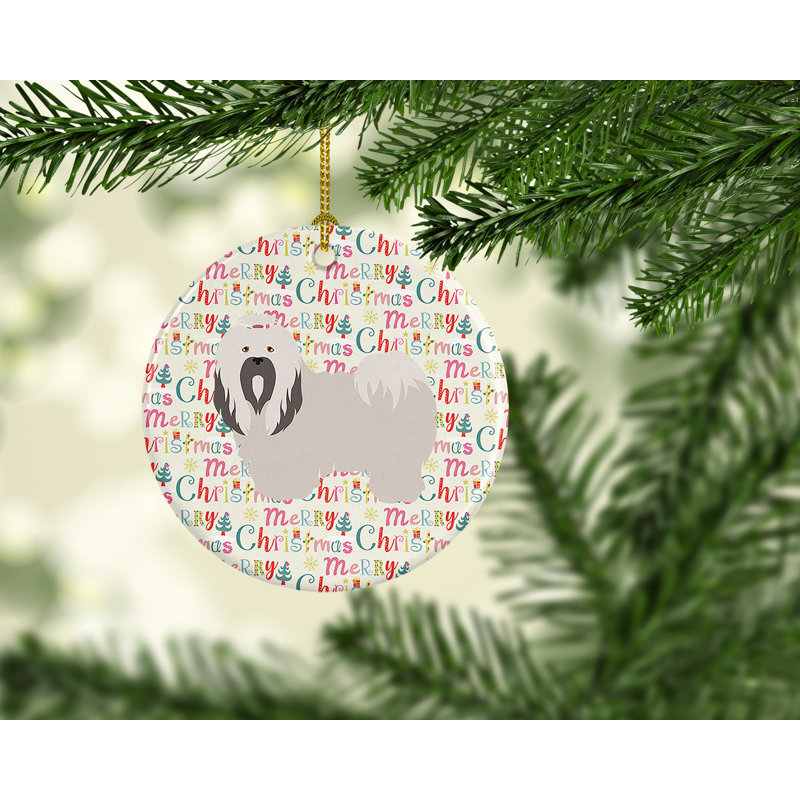 Ornement suspendu Lhasa Apso Merry Christmas