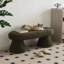 Banc en bois massif couleur crème recouvert de polaire sherpa pour salon et chambre-818770976