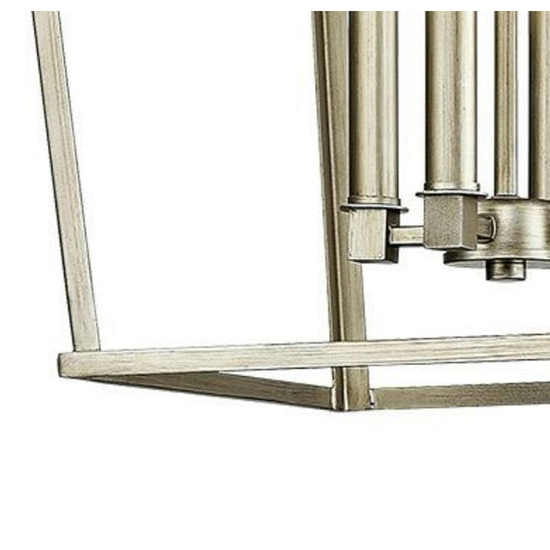 Lustre lanterne géométrique ouvert 4 lumières, Champagne doré