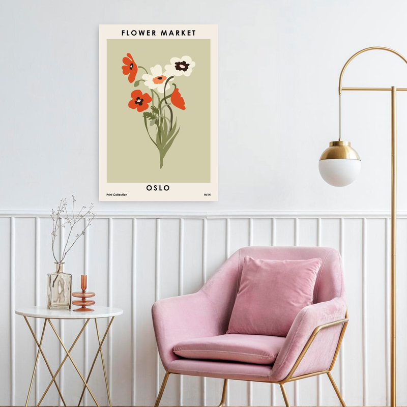 Art contemporain, art floral, H 24 po x l 16 po