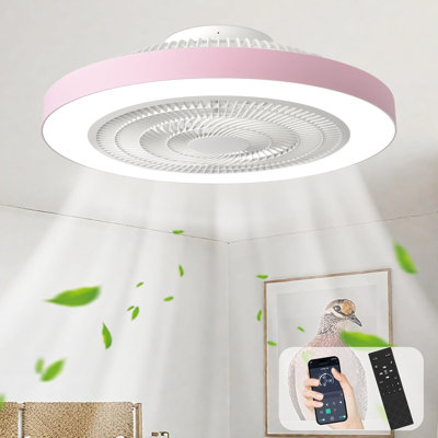 Depuley 19" Enclosed Ceiling Fan with Light, RGB Flush Mount Ceiling Fan with Remote, Low Profile Bladeless Ceiling Fan for Bedroom Kids Room