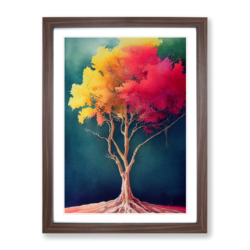 Lone Tree - Framed Print, 46cm H x 34cm W x 2cm D, Walnut