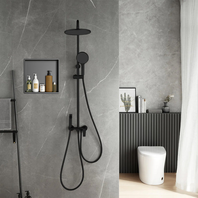 Niche de salle de bain en acier inoxydable, Bronze industriel-noir, H 12 po x l 12 po