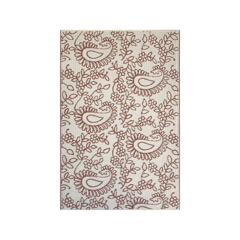 Tapis d'extérieur 4 pi x 6 pi à motif cachemire blanc cassé / brun, Rectangle 4pi x 6 pi