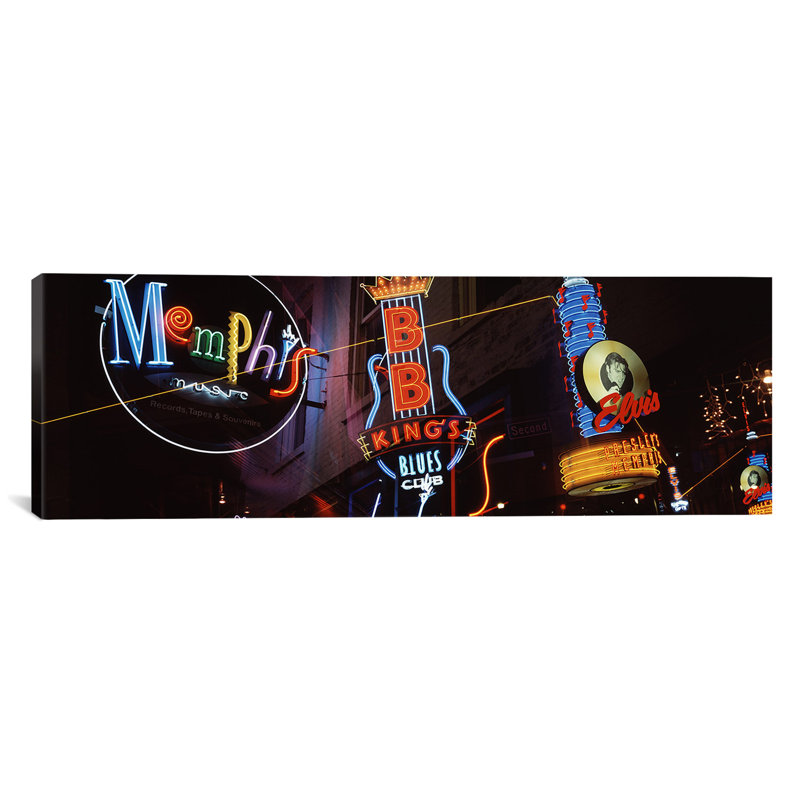 «Panoramique Beale Street, Memphis, Tennessee», reproduction de photo sur toile, H 20 po x l 60 po x P 1,5 po, Toile tendue