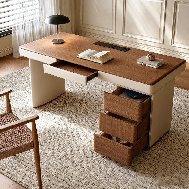 Bureau d'écriture léger de luxe, table de bureau d'étude à domicile avec tiroirs de rangement