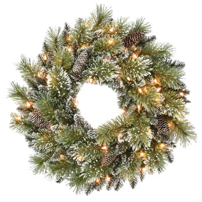 Faux Lighted Pine Rattan 24'' Wreath