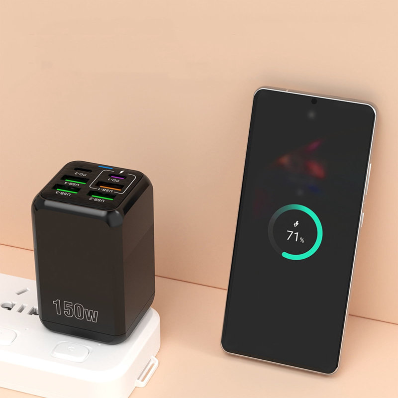 Chargeur mural 6 ports USB, 4 ports USB-A et 2 ports USB-C PD, noir