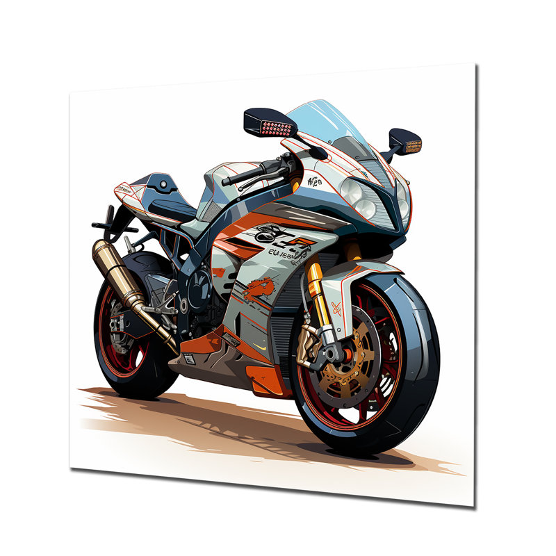 Orange et noir, vitesse épurée, moto I - art mural moto en métal, H 29 po x l 29 po