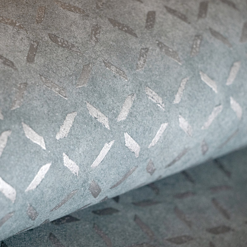 Urban Classics Collection Soho Metallic Industrial Grid Wallpaper Roll, Navy