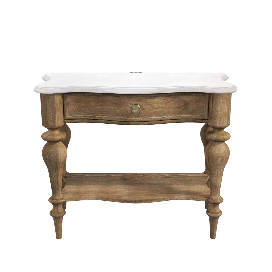 Weston Hills 1 - Drawer Solid Wood Nightstand w/ Stone Top in Natural Pulaski Furniture