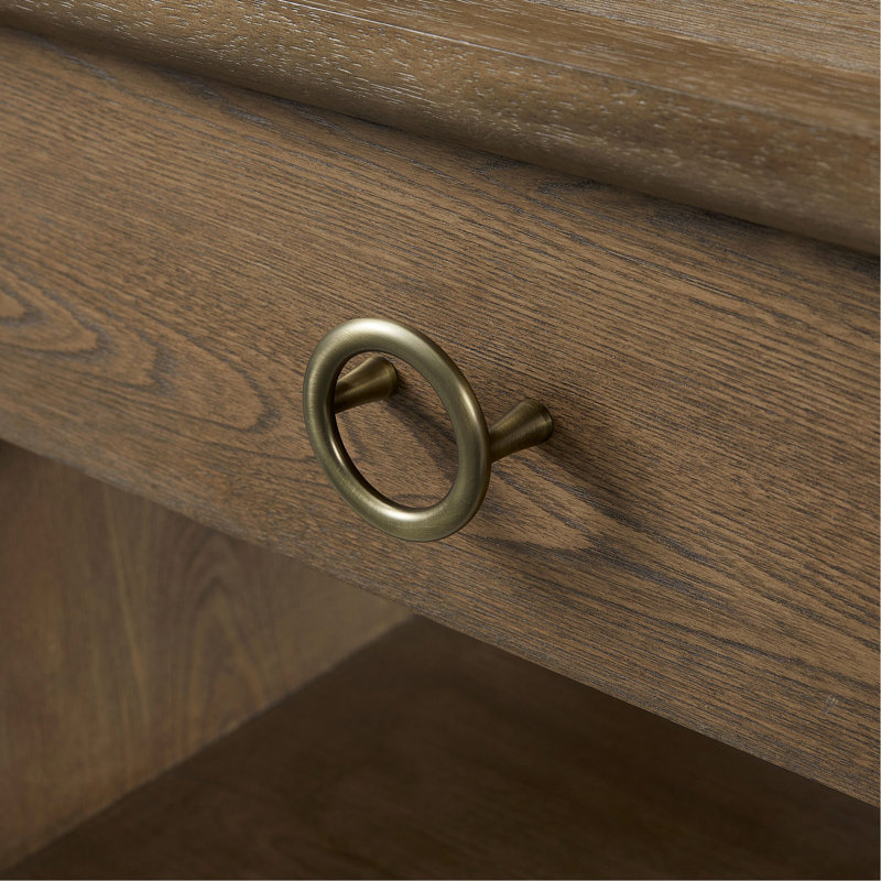 Table de bout Waterfall en latte, avec placages, courbes, esthétique moderne, tiroir de rangement et tablette, poids brun de 62,5 lb, design, profondeur de 23,93