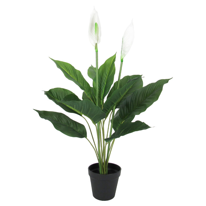 Lys de paix artificiel en pot, H 28 po x l 20 po x P 20 po