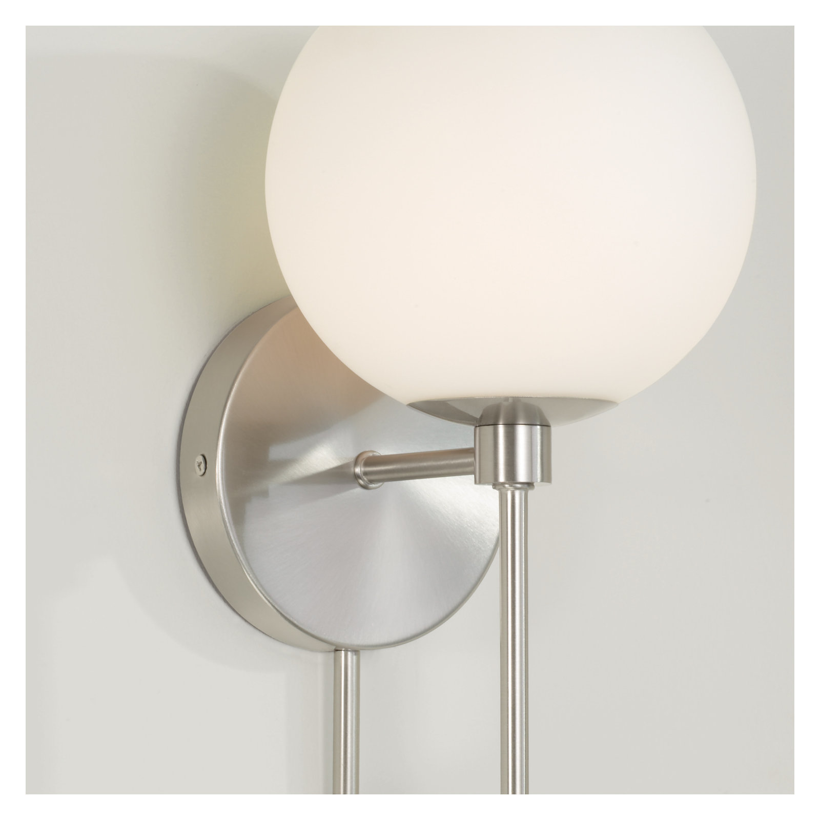 Ansley Single Light Glass Dimmable Armed Sconce, Brushed Nickel