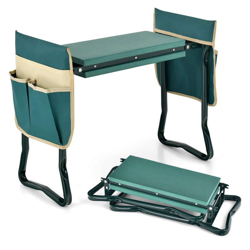 Banc de jardin vert pliable et léger pour outils de jardin