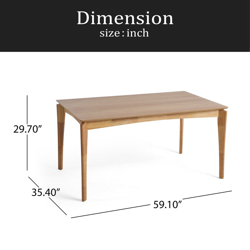 Table de salle à manger, bois d'hévéa avec placage de noyer, style Mid-Century