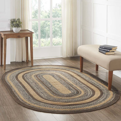 Tapis tressé géométrique Amadea en brun / brun clair / gris