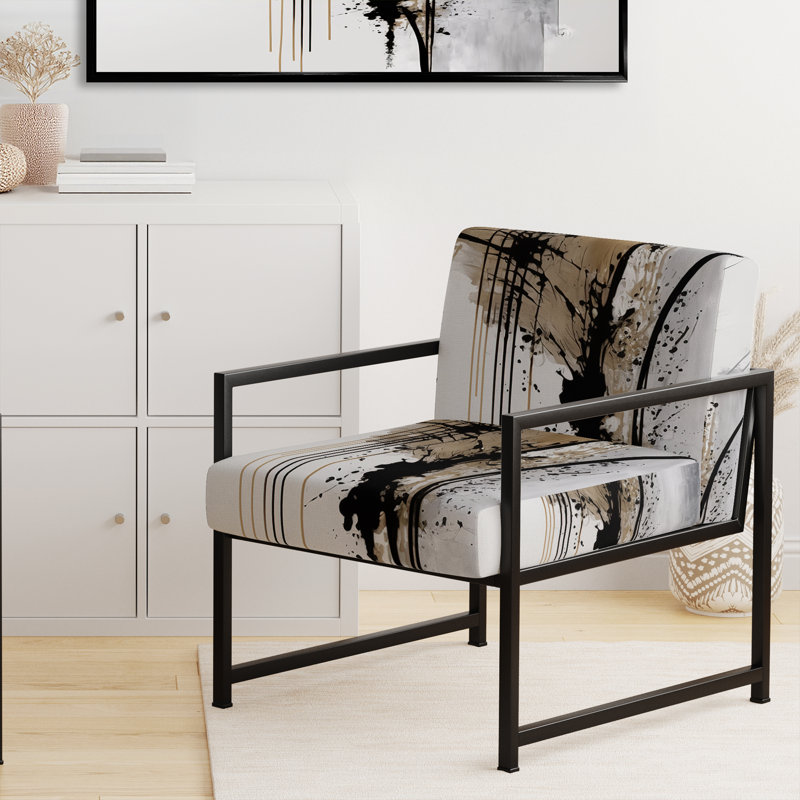 Fauteuil rembourré contemporain noir, blanc et doré Expression II, Noir