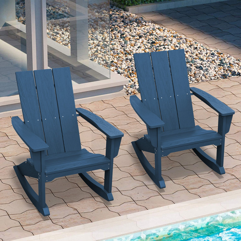 Chaise Adirondack à bascule en PEHD Wolak (ensemble de 2), Marine