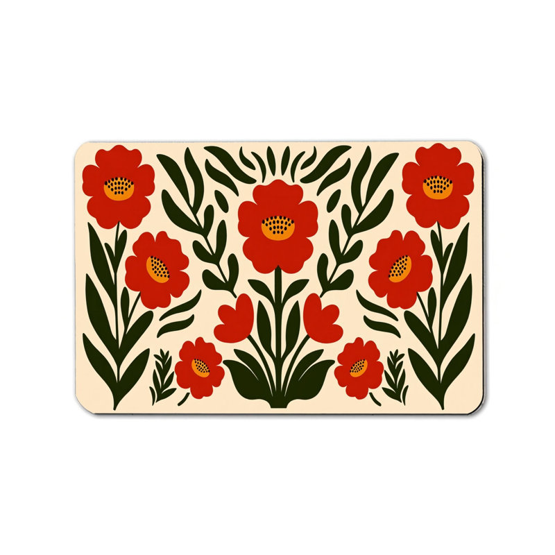 Décoration d'intérieur et d'extérieur rétro rouge à motif floral 24 po x 36 po