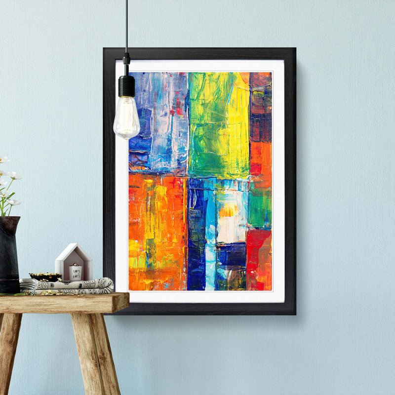 Abstract Art Painting Vol.79 by S.Johnson - Picture Frame Painting Print, 48cm H x 36cm W x 2cm D, Black Framed