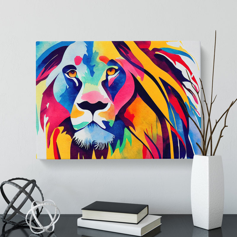 Colourful Lion Vol.5 Abstract - Wrapped Canvas, 35cm H x 50cm W x 3cm D