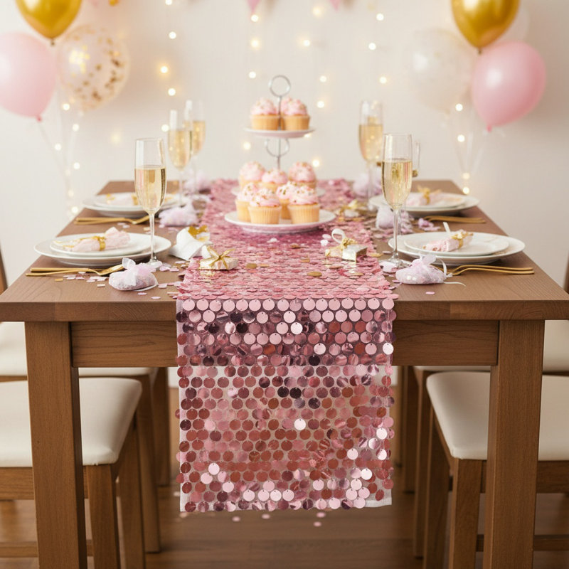 Glitter Sequin Table Runner Lightweight 12X108 Inch Sparkle Table Dinning Linens Table Decor For Holiday Party And Wedding