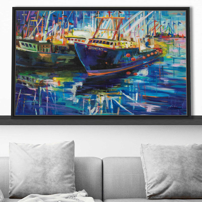 In In the Night - Peinture, Cadre flottant noir, H 39,5 po x l 63,5 po x P 2 po