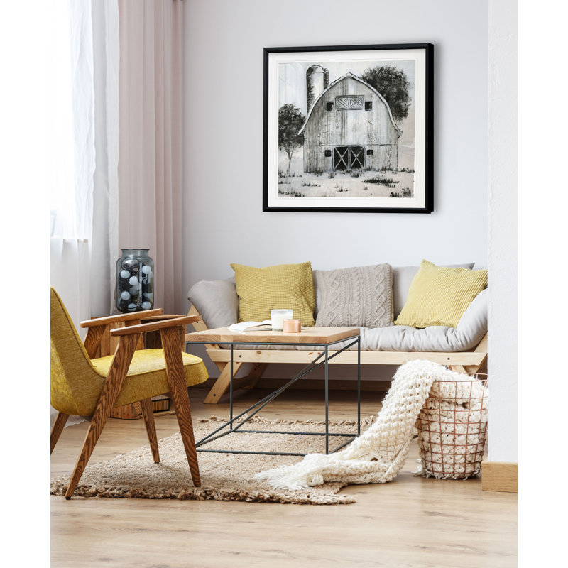 «Black and White Barn I», reproduction d'art, H 30,5 po x l 30,5 po x P 1,5 po, Encadré dans du plastique noir