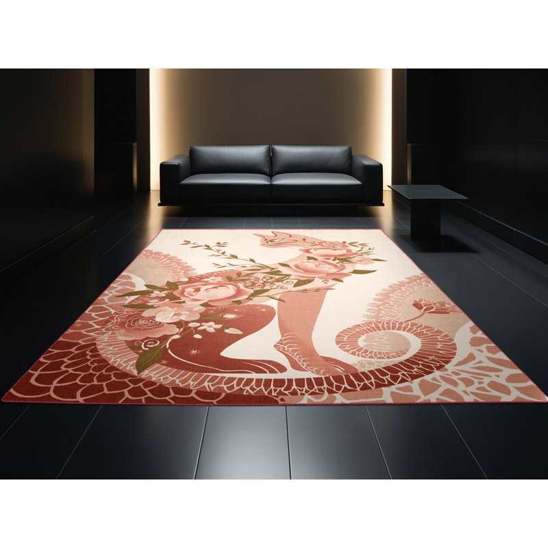 Tapis moelleux moelleux à motif floral de style bohémien beige Beige, 3 X 5